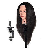 Bellrino 18-19 Cosmetology Mannequin Manikin Training Head with Human Hair with Table Clamp Holder - AMBER + C