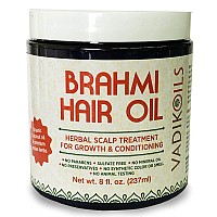Vadik Herbs Brahmi Hair Oil (8 oz) All natural herbal hair oil for hair growth, hair conditioning, dandruff and dry scalp | Herbal scalp treatment