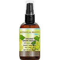 Organic Grape Seed Oil. 100% Pure/Natural/Undiluted/Virgin/Unscented/Certified Organic/Cold Pressed Carrier Oil for Skin, Hair, Massage and Nail Care. 1 Fl. oz- 30 ml Botanical Beauty.