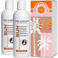 Sun Laboratories Dark Sunsation Self-Tanning Lotion for Body and Face - Sunless Tan Golden Glow - Very Dark - 2 Pack 8 fl oz Bottles