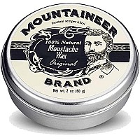 Mountaineer Brand Mustache Wax for Men | 100% Natural Beeswax / Plant Based Oils | Grooming Beard Moustache Wax Tin | Lasting Hold | Smooth, Condition, Styling Balm | Original Blend Scent 2oz