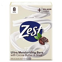 Zest Bar Soap - 8 Bars - Enriched With Cocoa Butter And Shea for Ultra Moisturizing Cleansing - Leaves Your Body Feeling Silky Smooth And Deeply Moisturized