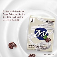 Zest Bar Soap - 8 Bars - Enriched With Cocoa Butter And Shea for Ultra Moisturizing Cleansing - Leaves Your Body Feeling Silky Smooth And Deeply Moisturized
