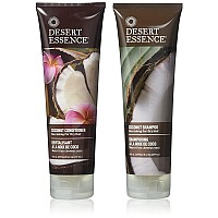 Desert Essence Coconut Shampoo & Conditioner Bundle - 8 Fl Ounce - Nourishing for Dry Hair - Delightful Scent - Refreshes Skin - Coconut Oil