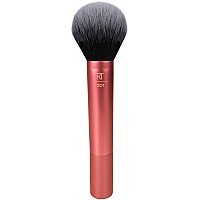 Real Techniques Powder Brush, Ultra Plush Synthetic Bristles, Aluminum Ferrules to Build Coverage, Cruelty Free, Mattified Finish, For Foundation, Setting Powder, Bronzers, Orange, 1 Count