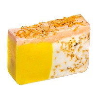 Orange Soap with Calendula Oil (4Oz) - Handmade Soap Bar with Orange, Yuzu and Calendula Essential Oils, flower petals - Organic and All-Natural - by Falls River Soap Company