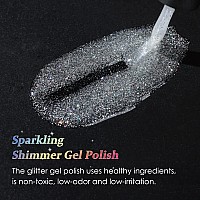 AIMEILI Soak Off U V LED Glitter Gel Nail Polish - Silver Glitter Explosion (023) 10ml