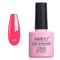 AIMEILI Soak Off U V LED Neon Pink Gel Nail Polish - Neon Shocking Pink (055) 10ml