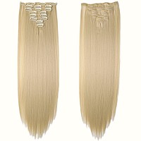 S-noilite 23 Straight/Curly Bleach Blonde Full Head Clip in Hair Extensions 8 Pieces 18 Clips Hairpieces 31 Trendy Hair Colors USA Local Post