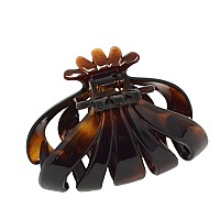 Parcelona French Fleur Medium 3.25 Wide Tortoise Shell Celluloid French Hair Claw Clips Jaw Fashion Durable and Styling Hair Accessories for Women Strong Hold No Slip Grip, Made in France