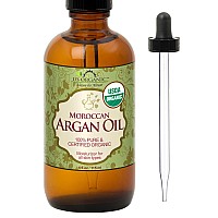 US Organic Moroccan Argan Oil, USDA Certified Organic,100% Pure & Natural, Cold Pressed Virgin, Unrefined, 4 Oz in Amber Glass Bottle with Glass Eye Dropper for Easy Application. Sourced from Morocco.