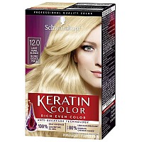 Schwarzkopf Keratin Color Anti-Age Hair Color Cream, 12.0 Light Pearl Blonde (Packaging May Vary)