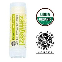 ZAMBEEZI Organic, Fair Trade Beeswax Lip Balm - Lemongrass 3 Pack - Ethically Sourced