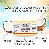 The Keys Salt Scrub Premium Exfoliating Sea Salt Body Skin Scrubs - foot scrub - exfoliating body scrub with Wooden Spoon - Made with Pure Florida Sea Salt and Organic Coconut Oil (Coconut, 12 oz).