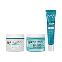 No7 Protect & Perfect Intense Advanced Anti Aging Skincare System - Day Cream with SPF 30 - Hydrating Shea Butter Night Cream - Rice Protein & Hyaluronic Acid Face Serum - Anti Aging (3 Piece Kit)