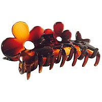Parcelona French Flowers Medium Covered Spring Tortoise Shell Celluloid Jaw Hair Claw Clamp Clutcher Clip