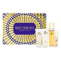 White Diamonds by Elizabeth Taylor for Women - 4 Pc Gift Set 3.3oz EDT Spray, 3.3oz Gentle Moisturizing Body Wash, 3.3oz Perfumed Body Lotion, 10ml EDT Spray
