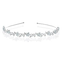 Women's Wedding Crystal Bridal Flower & Leaves Crown Headband Tiara Headdress