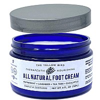 Yellow Bird Natural Foot Cream - For Dry and Cracked Feet Repair. Organic Athletes Foot Balm. Salve Moisturizer for Heel Care & Callus Treatment with Tea Tree Oil & Peppermint Essential Oils