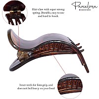 Parcelona French Simply Bear Paw Tortoise Shell Celluloid Medium Side Slide In Jaw Yoga Hair Claw Clip for Fine Hair