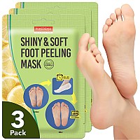 Foot Peeling Mask Set By Purederm - Exfoliating Foot Peel Spa Mask For Baby Soft Skin W/Sunflower Seed Oil & Lemon Extract - For Men & Women - Removes Dead Skin & Calluses In 2 Weeks, Pack of 3