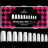 AORAEM White Nail Tips,500Pcs French Tip Press on Fake Nails Half Square False Nails for Acrylic Nails