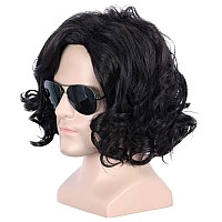Yuehong Short Curly Natural Black Color Men Cosplay Wig Synthetic Halloween Costume Hair Wigs