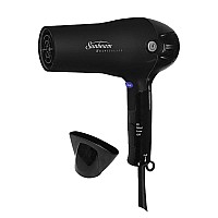 Sunbeam HD3010-005 Retractable Cord Folding Handheld Hair Dryer with Concentrator, 1875 Watts, Cool Shot Button, Tourmaline Ionic, Black
