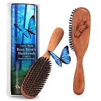 Made in Germany, 100% Pure Wild Boar Bristle Hair Brush, Promote Healthy Scalp, Hair Growth, Natural Shine, Conditioning, Reduce Hair Loss, Best for Fine or Thinning Hair, Pear Wood Handle, Women, Men