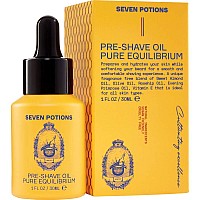 Seven Potions Pre-Shave Oil For Men - Ideal for Sensitive Skin, Helps Prevent Irritation, Lubricates and Protects Face - Natural, Vegan, Cruelty Free (1 Fl Oz)