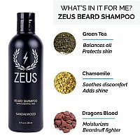 ZEUS Beard Wash & Beard Conditioner Set with Green Tea for Men, Soften, Hydrates & Moisturizes - MADE IN USA (Sandalwood)