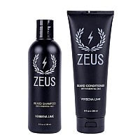 ZEUS Beard Wash & Beard Conditioner Set with Green Tea for Men, Soften, Hydrates & Moisturizes - MADE IN USA (Verbena Lime)