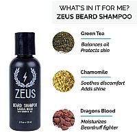 ZEUS Travel Size Beard Wash & Beard Conditioner Set for Men - Soften, Hydrates & Moisturizes - MADE IN USA (Sandalwood)