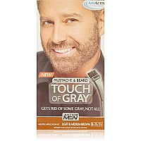JUST FOR MEN Touch of Gray Hair Color, Mustache & Beard Kit, Light & Medium Brown B-25/35, 1 ea ( Pack of 3)