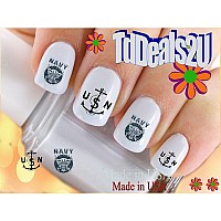 Military - Navy Anchor USN Nail Decals - WaterSlide Nail Art Decals - Highest Quality! Made in USA