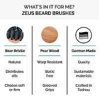 ZEUS Handle Beard Brush, Firm Boar Bristle Mustache & Beard Brush, Untangling & Smoothing Hair Brush (MADE IN GERMANY) - A93