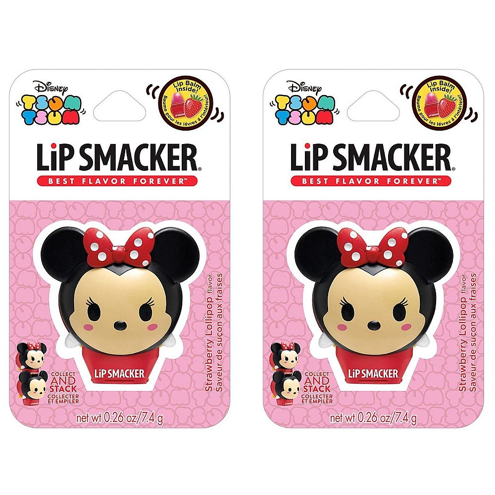 (2 Pack) Lip Smacker Disney Tsum Tsum Balms, Limited Edition, Minnie Mouse - Strawberry Lollipop Flavor