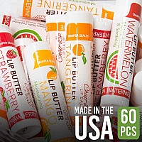 CHAP-LIP Lip Balm 60 Ct. with Fruit Flavors, Cocoa Butter, Coconut Oil. Moisturizing Vitamin E & Total Hydration Treatment & Soothing Lip Therapy Made in USA