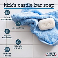 Kirk's Castile Bar Soap Clean Soap for Men, Women & Children| Premium Coconut Oil | Sensitive Skin Formula, Vegan | Original Fresh Scent | 4 oz. Bars - 5 Pack