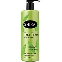 ShiKai - Tea Tree Shampoo, Refreshing Hair Wash, Non-Soap Moisturizer, Restores Luster & Shine to Dull Hair, Rich in Botanicals, Great Scent, Relieves Sensitive Skin, Safe for All Hair Types (24 oz)