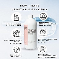 Vegetable Glycerin/Glycerine Quart, Natural Pure USP Food Grade/Cosmetic Grade, For Skin, Hair, Crafts, Soap Base Oil - Kosher, Halal and Pharmaceutical for by Raw Plus Rare (32 Fl Oz (Pack of 1))