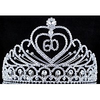 Number 60 Sixty Years Old 60th Birthday Party Clear White Austrian Crystal Rhinestone Tiara Crown Hair Combs Headpiece Queen Princess T807 Silver