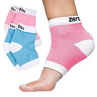 ZenToes Moisturizing Heel Socks 2 Pairs Gel Lined Toeless Spa Socks to Heal and Treat Dry, Cracked Heels While You Sleep (Regular, Blue and Pink)