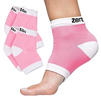 ZenToes Moisturizing Heel Socks 2 Pairs Gel Lined Toeless Spa Socks to Heal and Treat Dry, Cracked Heels While You Sleep (Regular, Pink)