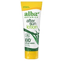 Alba Botanica Aloe Vera Lotion for Skin, Soothing After Sun Treatment for Face and Body, Made with Purity Certified 80% Aloe Vera Gel Formula, 8 fl. oz. Tube