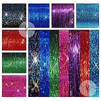 40 Hair Tinsel 250 Strands 7 ALL Sparkling Colors (Blue Flame, Blue Sea, Green Emerald, Pink Fuchsia, Purple Orchid, Red Fire, Midnight Black)
