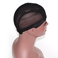 ZigZag Hair Wholesale Stretch Wig Caps For Making Wigs Adjustable Weft Wig Cap 2Pieces Lot Black Color Mesh Weaving Wig Cap (Weaving Cap)