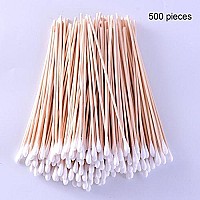 Hicarer 500 Pieces 6 Inch Swabs Stick Tipped Applicator Single Tip with Wooden Handle