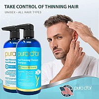 PURA D'OR Hair Thinning Therapy Biotin Shampoo and Conditioner Set, CLINICALLY TESTED Proven Results, DHT Blocker Hair Thickening Products For Women & Men, Natural Routine Shampoo, Color Safe, 16oz x2