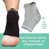 ZenToes Moisturizing Heel Socks 2 Pairs Gel Lined Toeless Spa Socks to Heal and Treat Dry, Cracked Heels While You Sleep (Regular, Gray and Black)